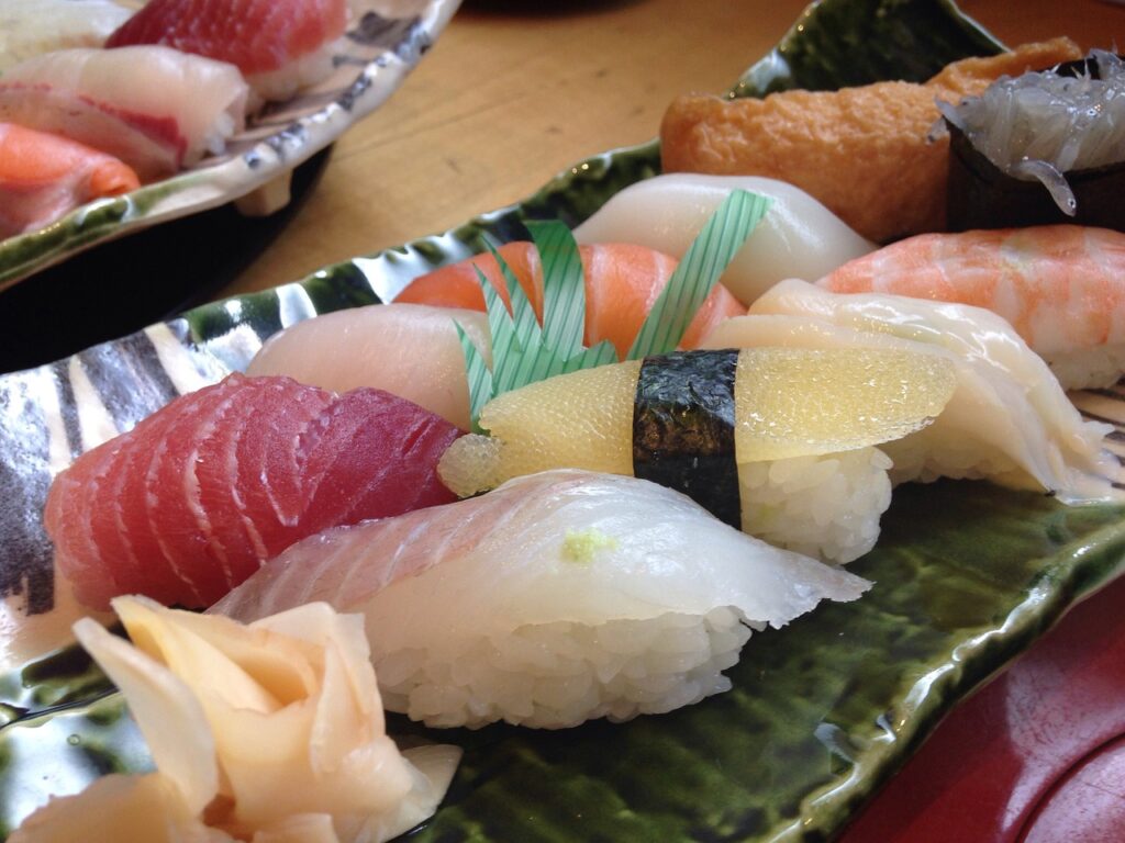 Sushi selection on a plate